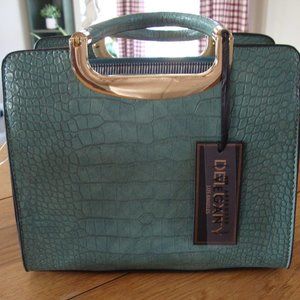 Deluxity  Los Angeles Turquoise Faux Croc Leather Handbag ~ NWT